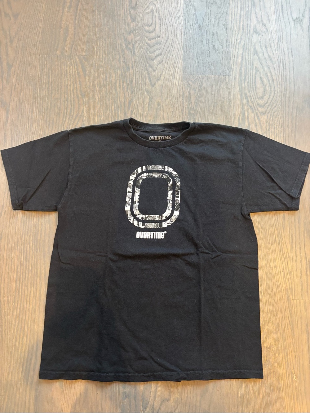 Overtime Boys' Black Short Sleeve Tee with Graphic O